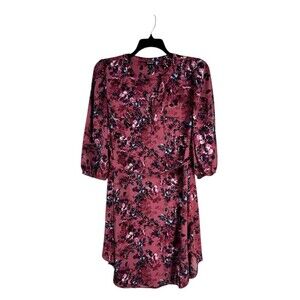 Torrid Shirt Dress Size 10 Purple Floral Long Sleeve Midi Cottagecore Flowy